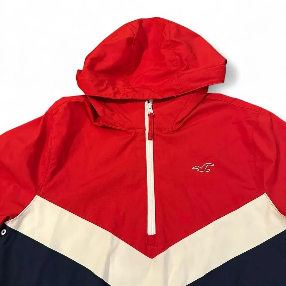 Hollister Co Men's M Windbreaker Jacket Gorpcore Streetwear Quarter Zip Pullover